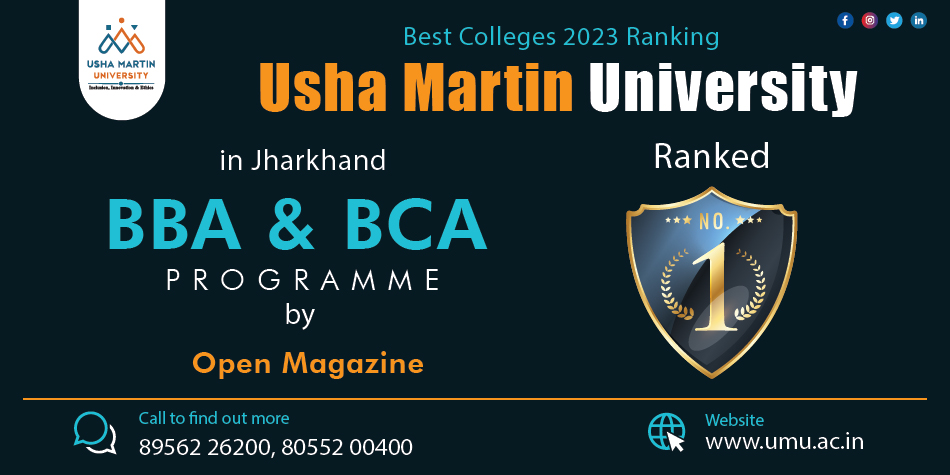 UMU Ranked No.1 College for BBA and BCA Programme in Jharkhand