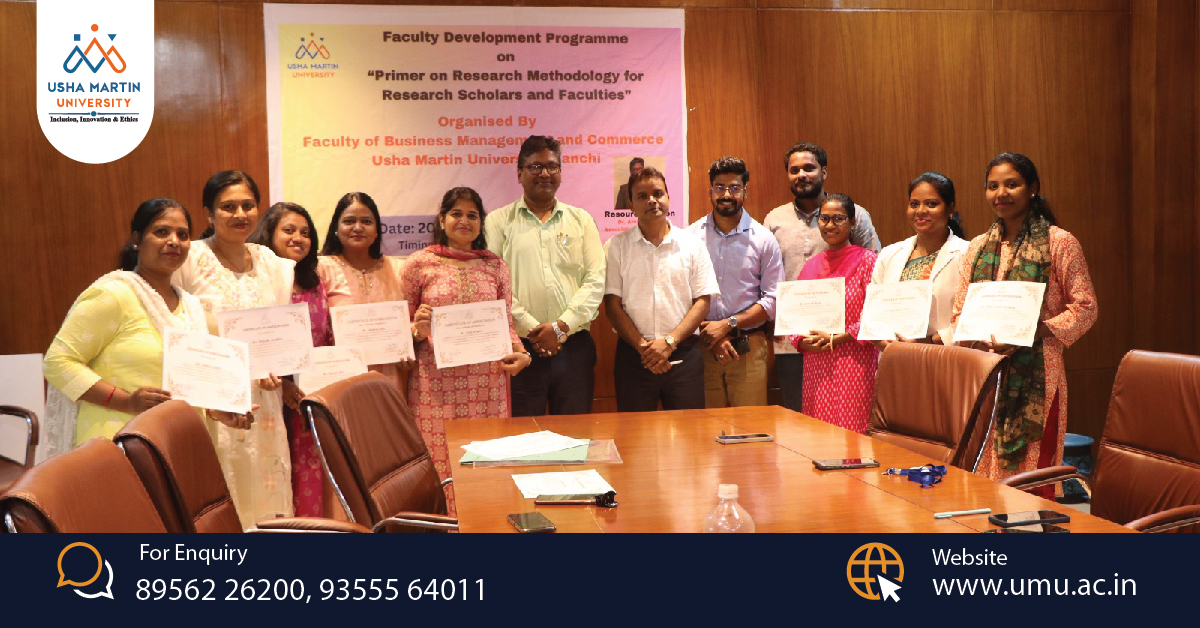 Usha Martin University organized a Week-Long Faculty Development Program (FDP)