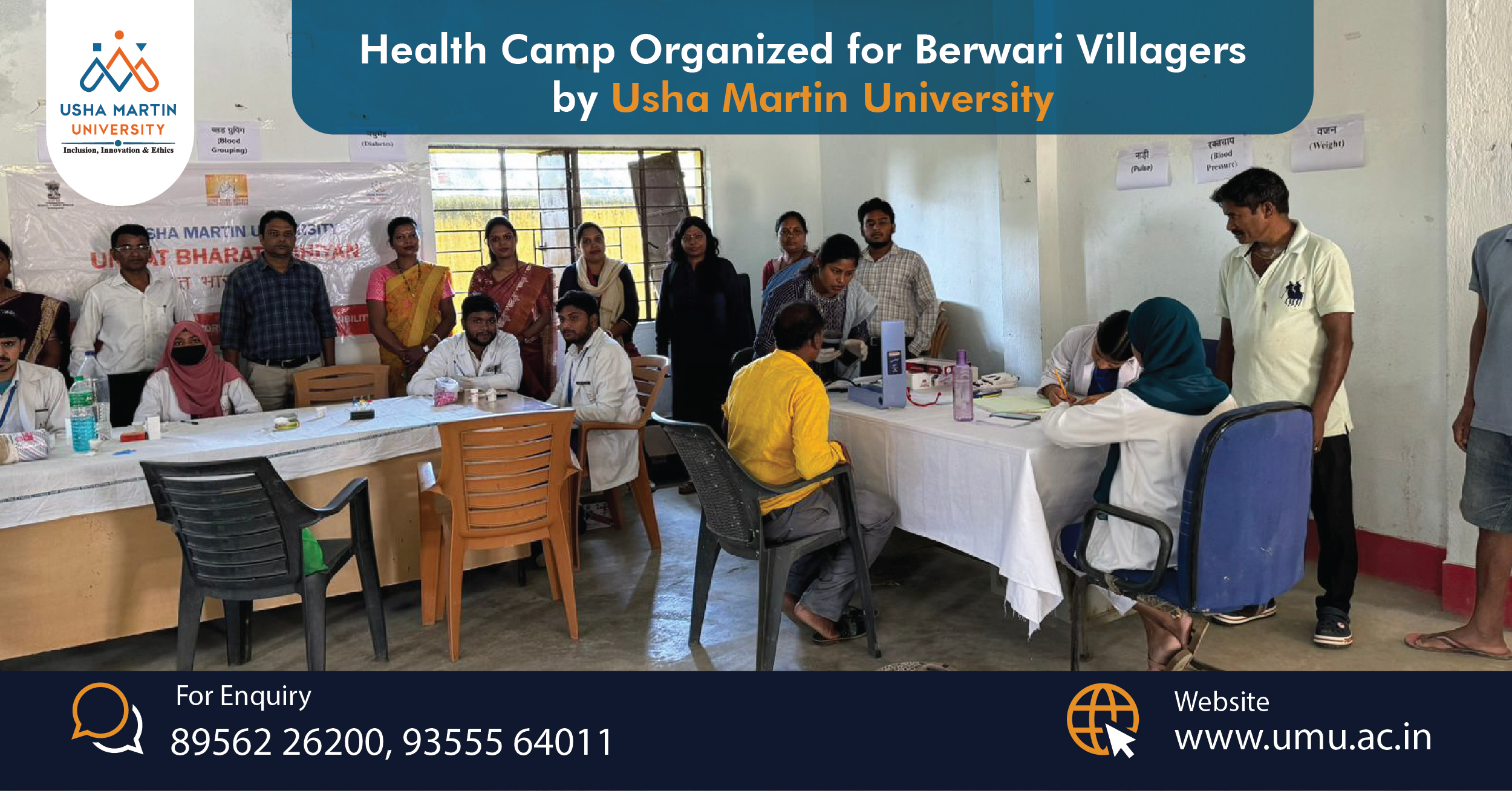 Health Camp Organized for Berwari Villagers by Usha Martin University