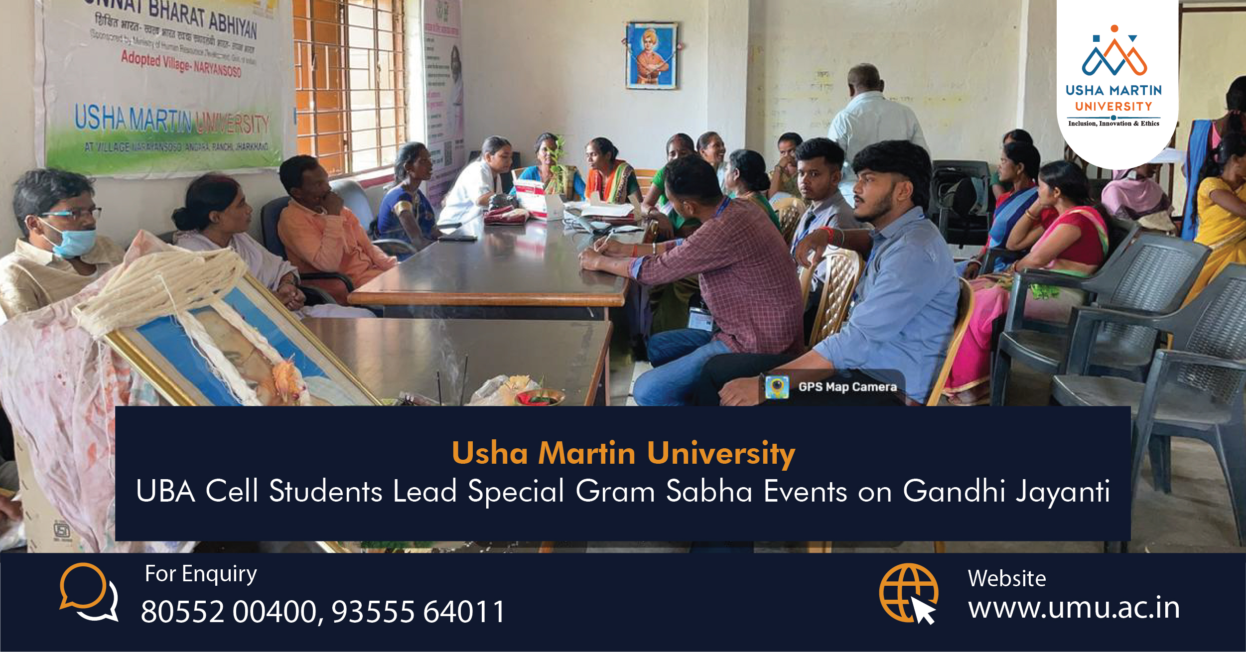 Usha Martin University UBA Cell Students Lead Special Gram Sabha Events on Gandhi Jayanti