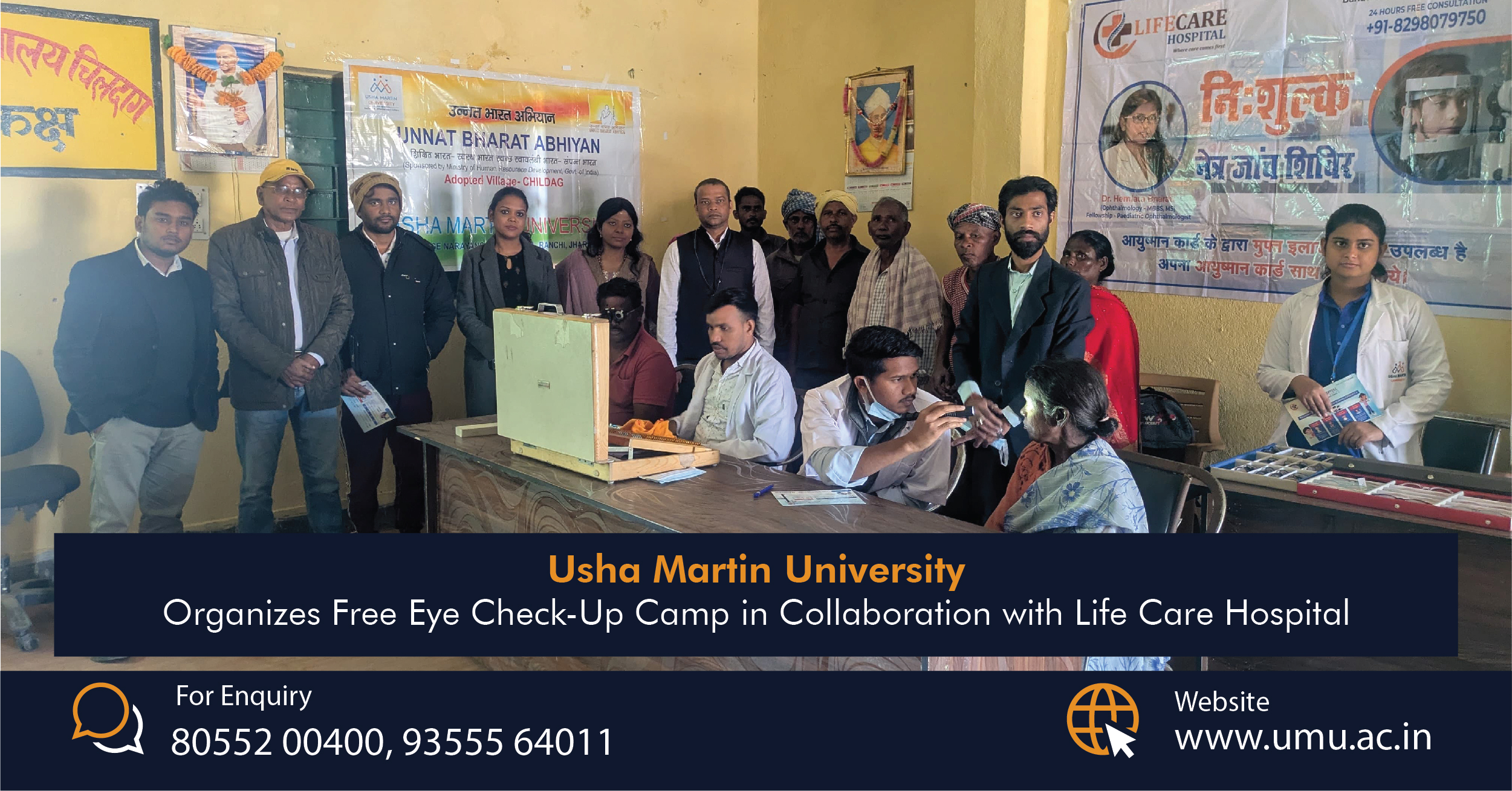 Eye Check up Camp Organized by Usha Martin University in Childag Village