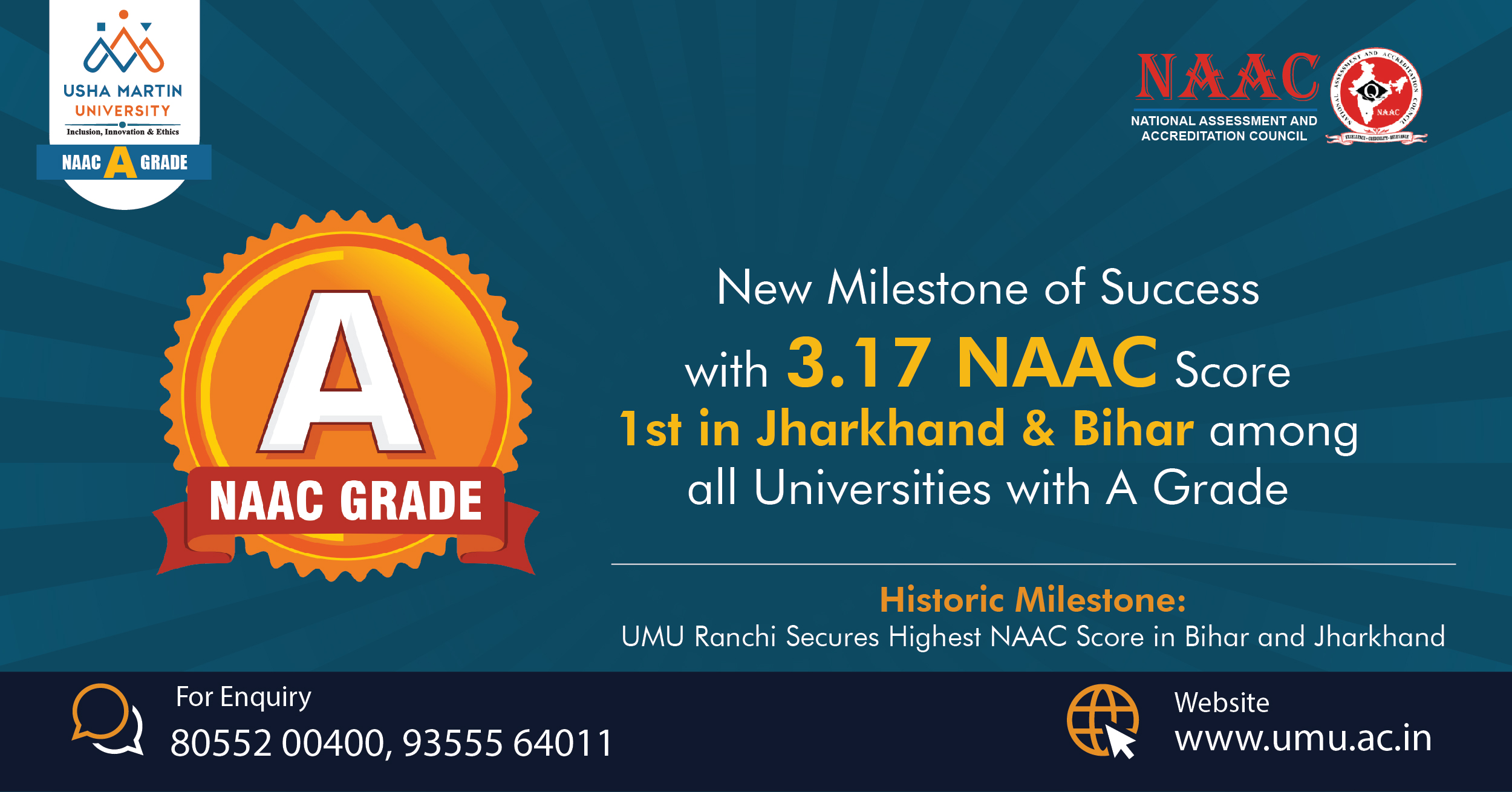 Historic Milestone: UMU Ranchi Secures Highest NAAC Score in Bihar and Jharkhand