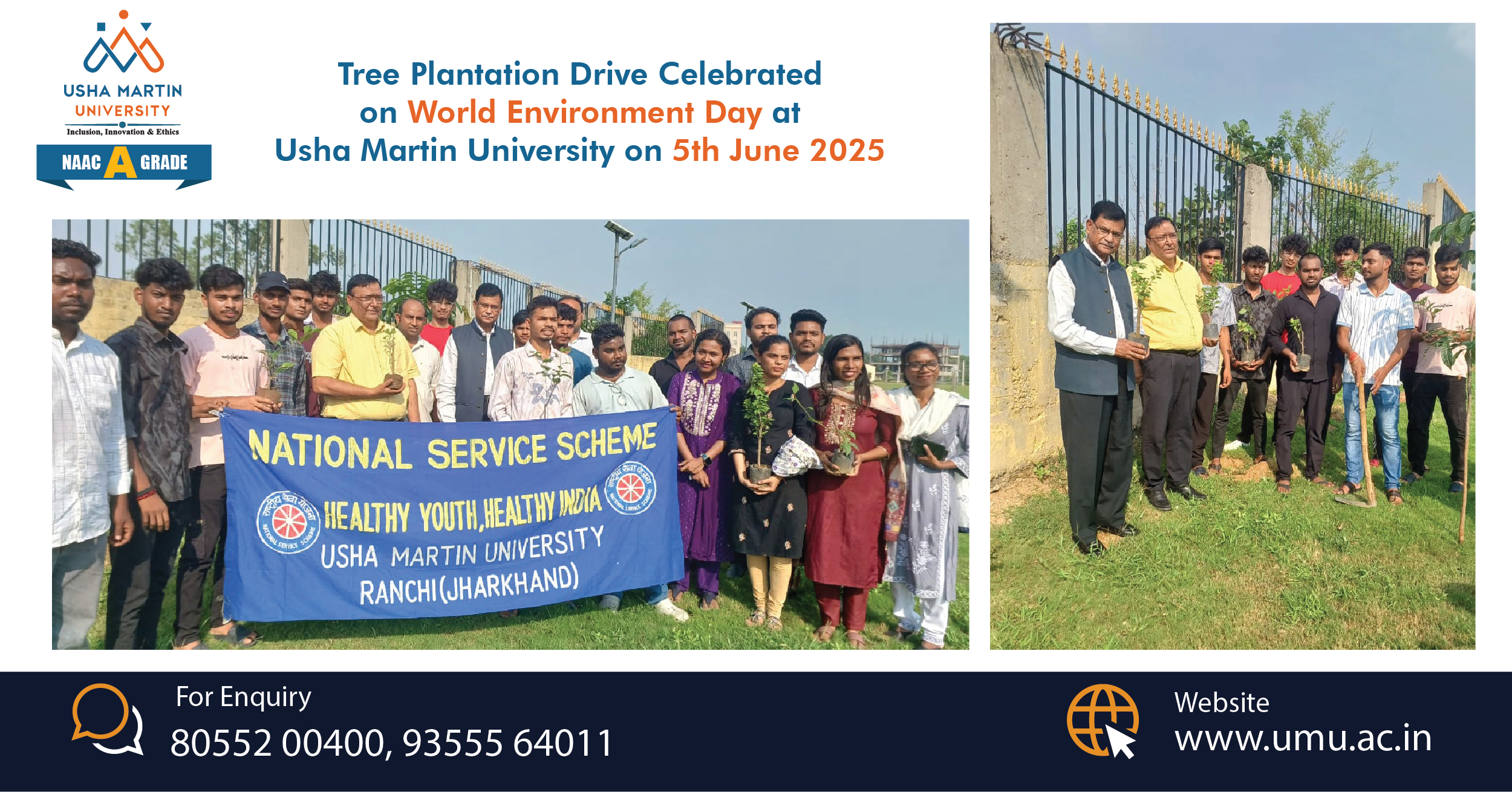 Tree Plantation Drive Celebrated on World Environment Day at Usha Martin University
