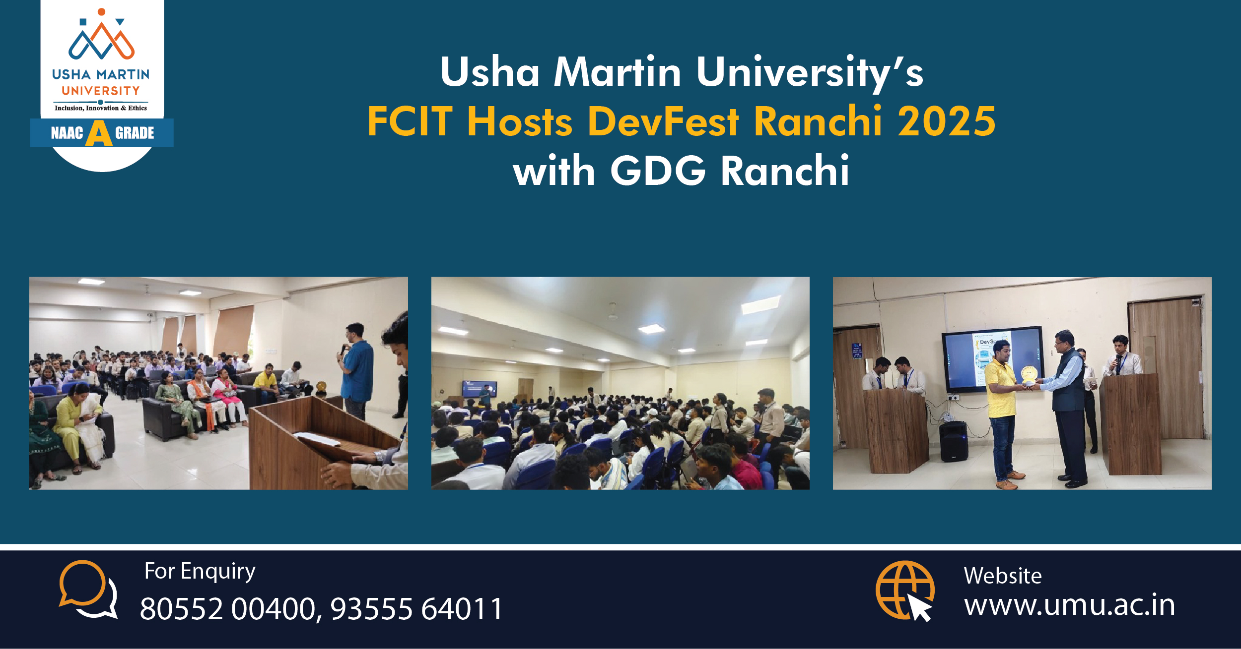 Usha Martin University’s FCIT Hosts DevFest Ranchi 2025 with GDG Ranchi