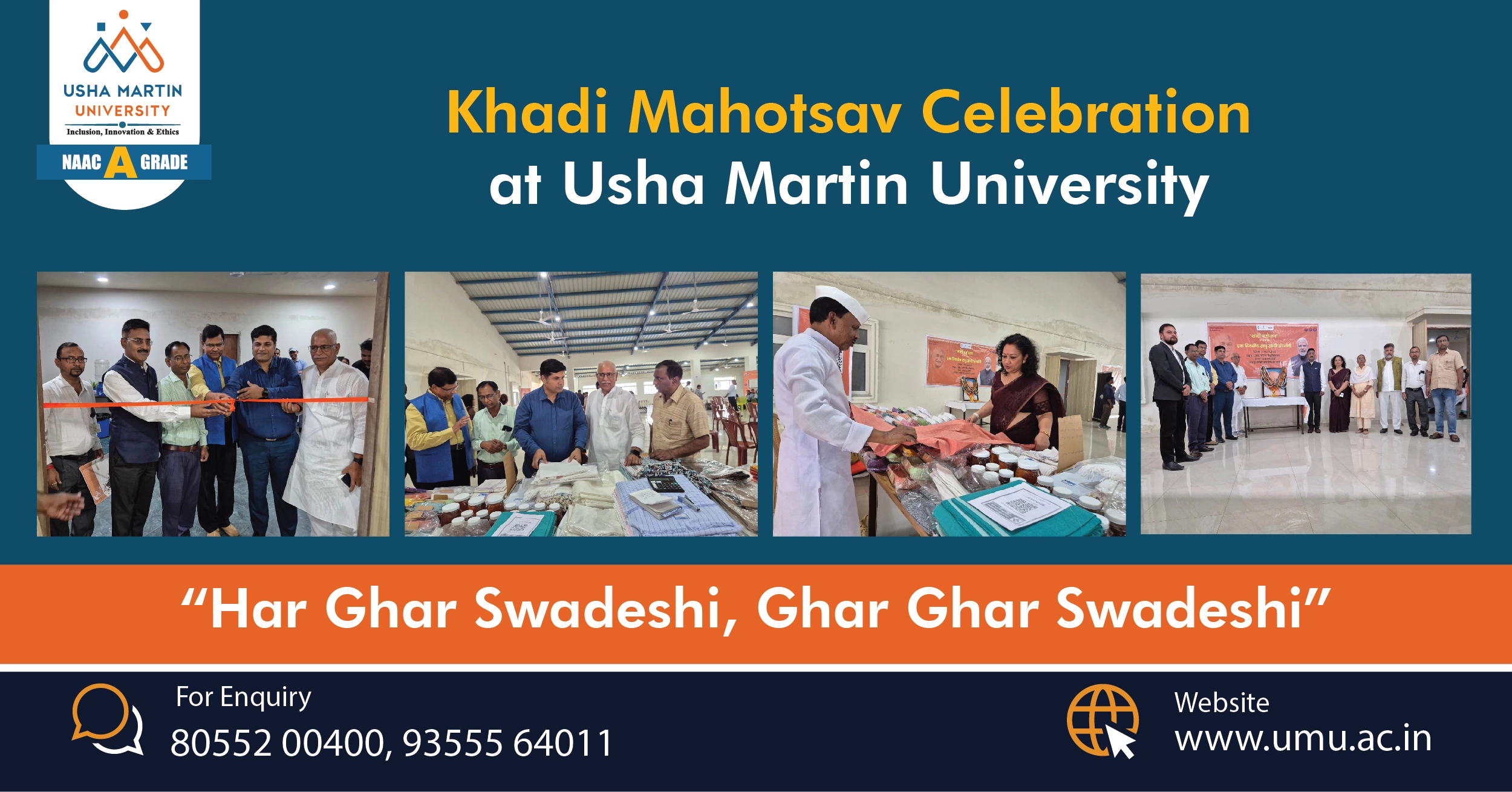 “Har Ghar Swadeshi” Mission Showcased at Khadi Mahotsav Exhibition in Usha Martin University