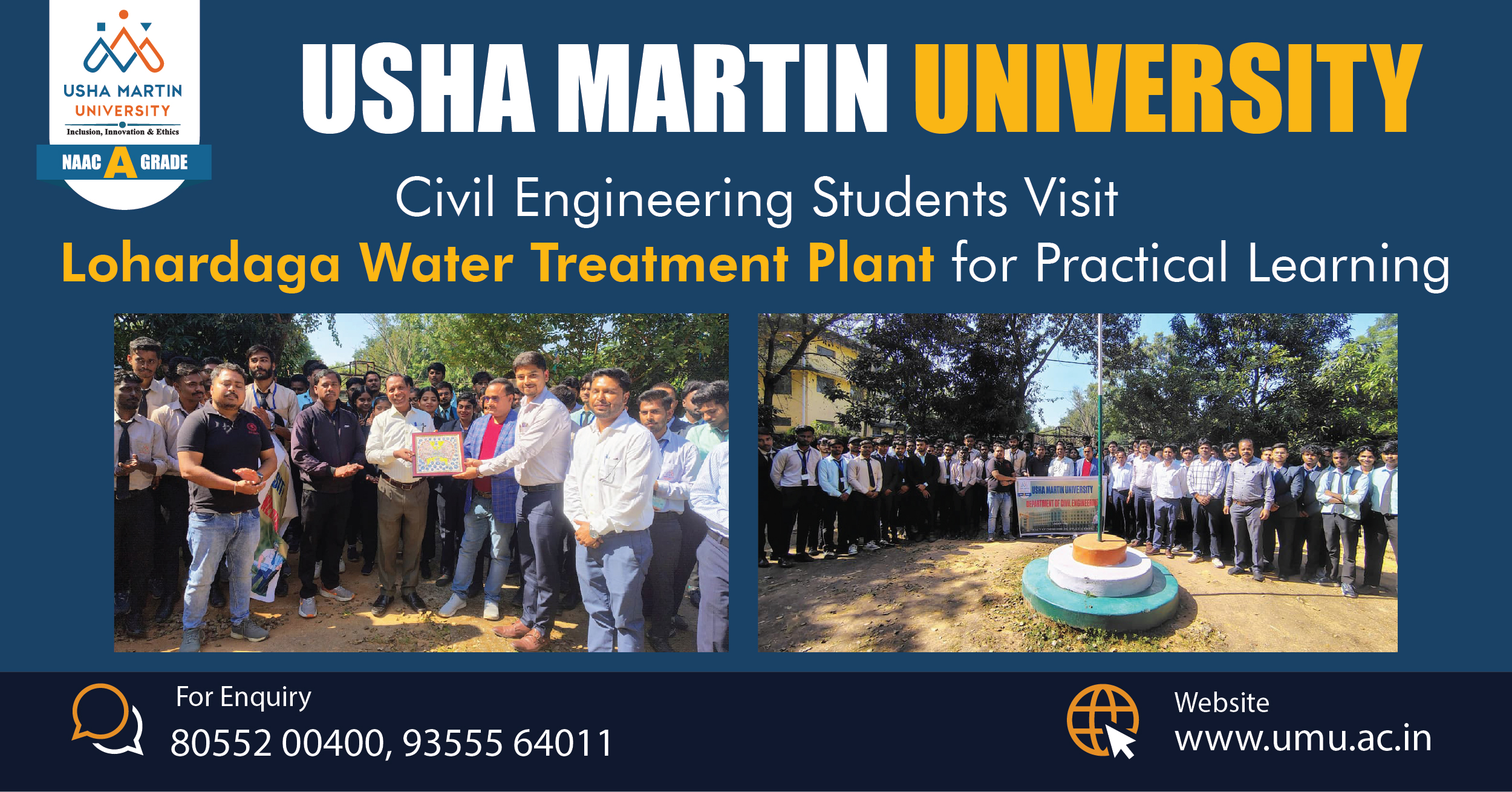 UMU Civil Engineering Students Visit Lohardaga Water Treatment Plant for Practical Learning