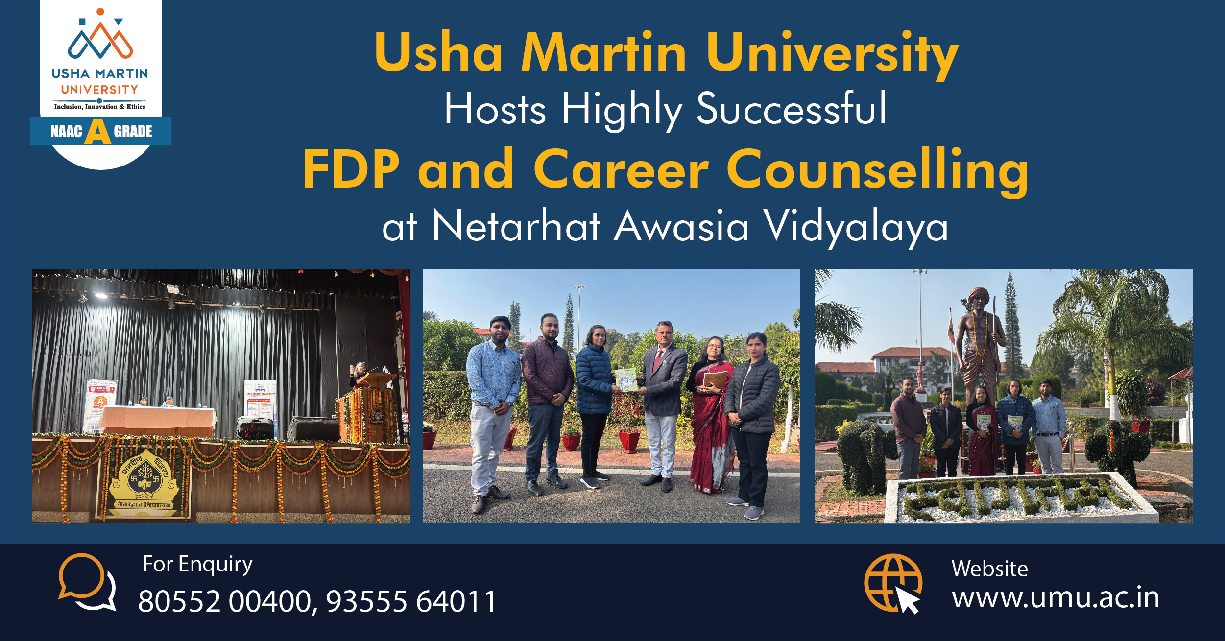 Usha Martin University Hosts Highly Successful FDP and Career Counselling at Netarhat Awasia Vidyalaya Ranchi