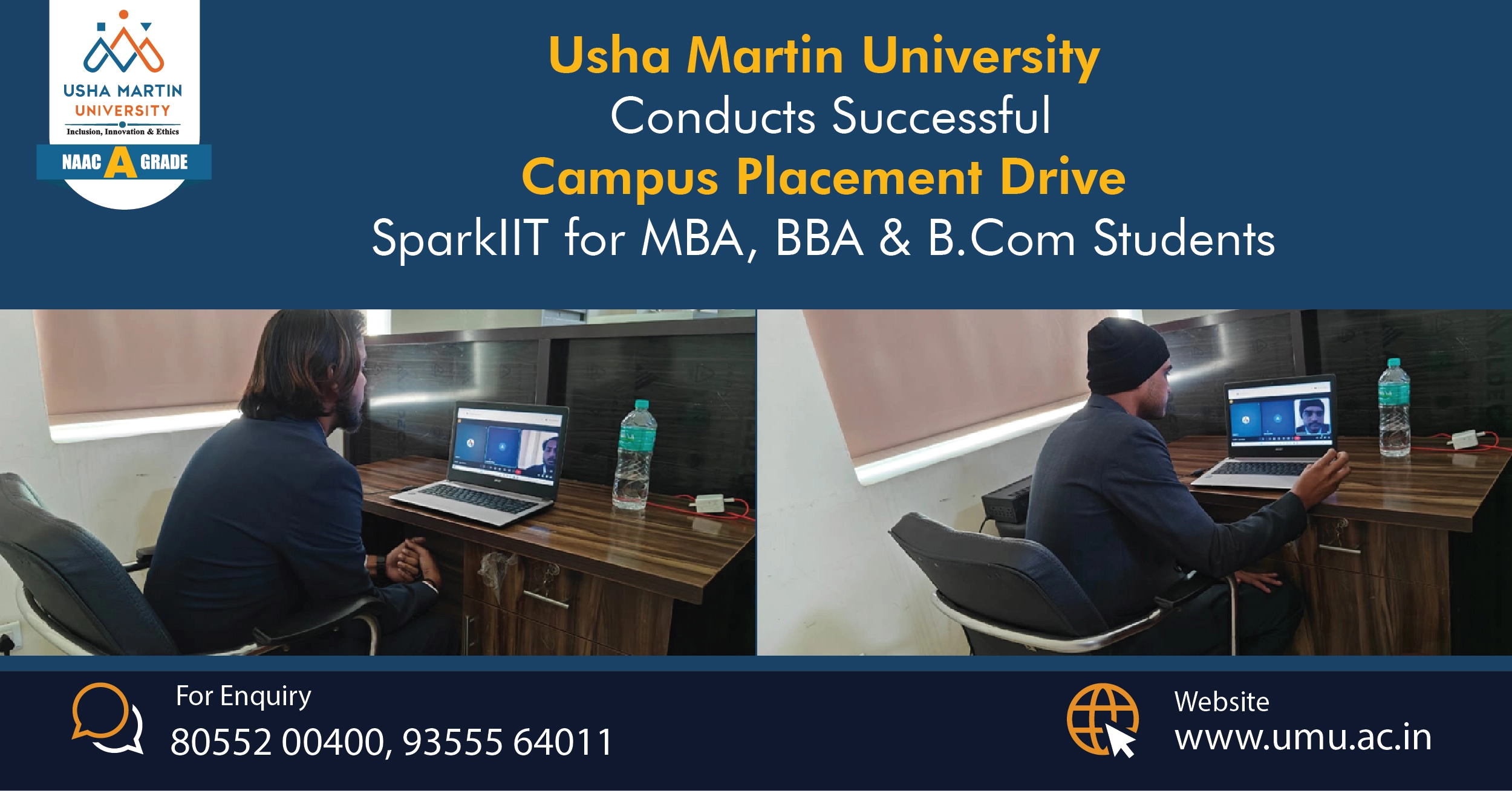 UMU Conducts Successful Campus Placement Drive for MBA, BBA & BCom Students