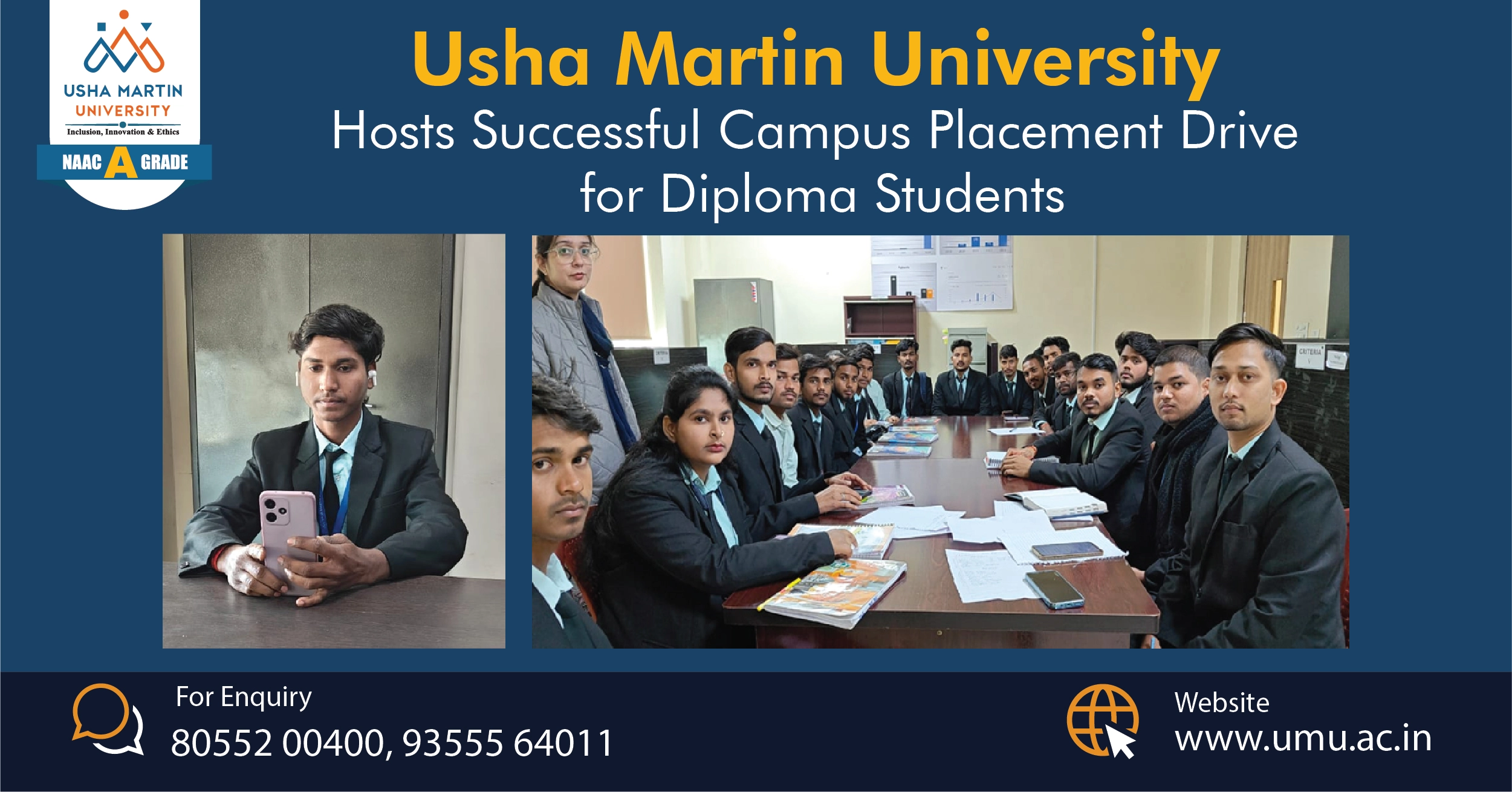Usha Martin University Hosts Successful Campus Placement Drive for Diploma Students