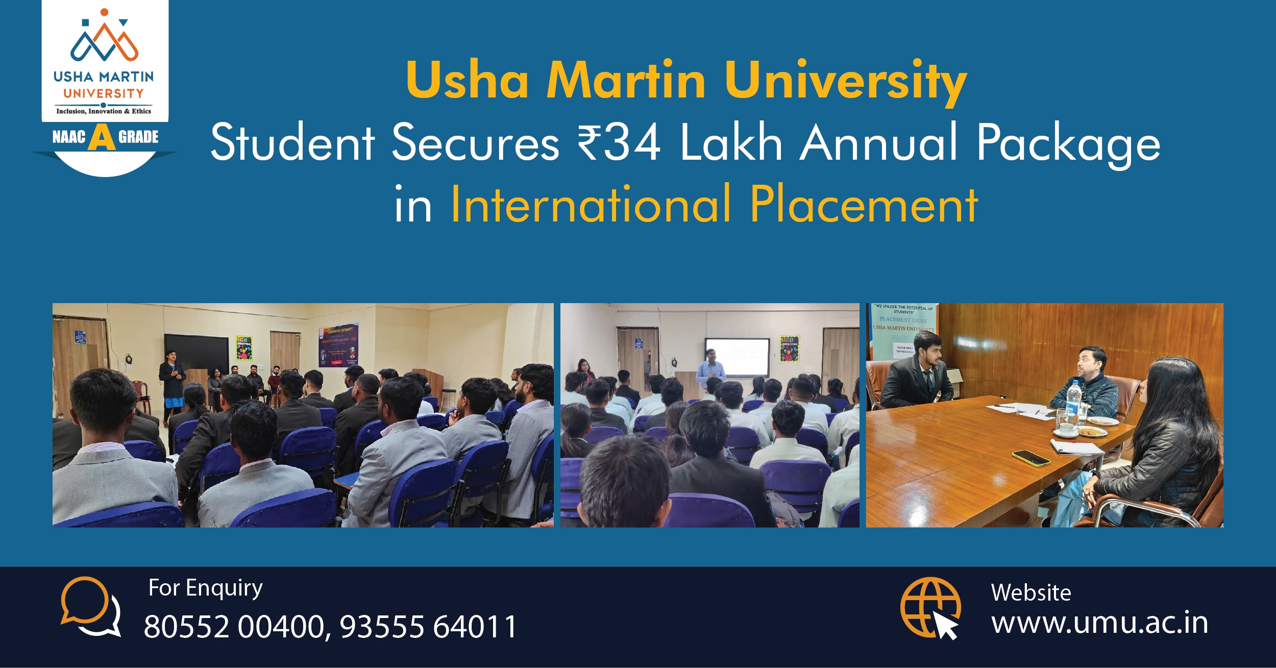 Usha Martin University Student Secures ₹34 Lakh Annual Package in International Placement