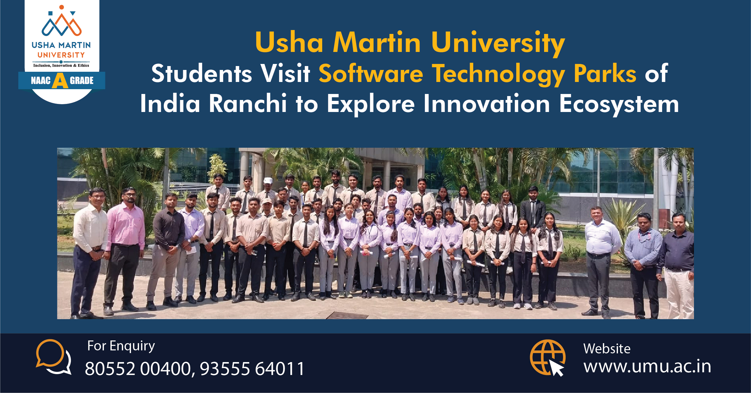 UMU Students Visit Software Technology Parks of India Ranchi to Explore Innovation Ecosystem