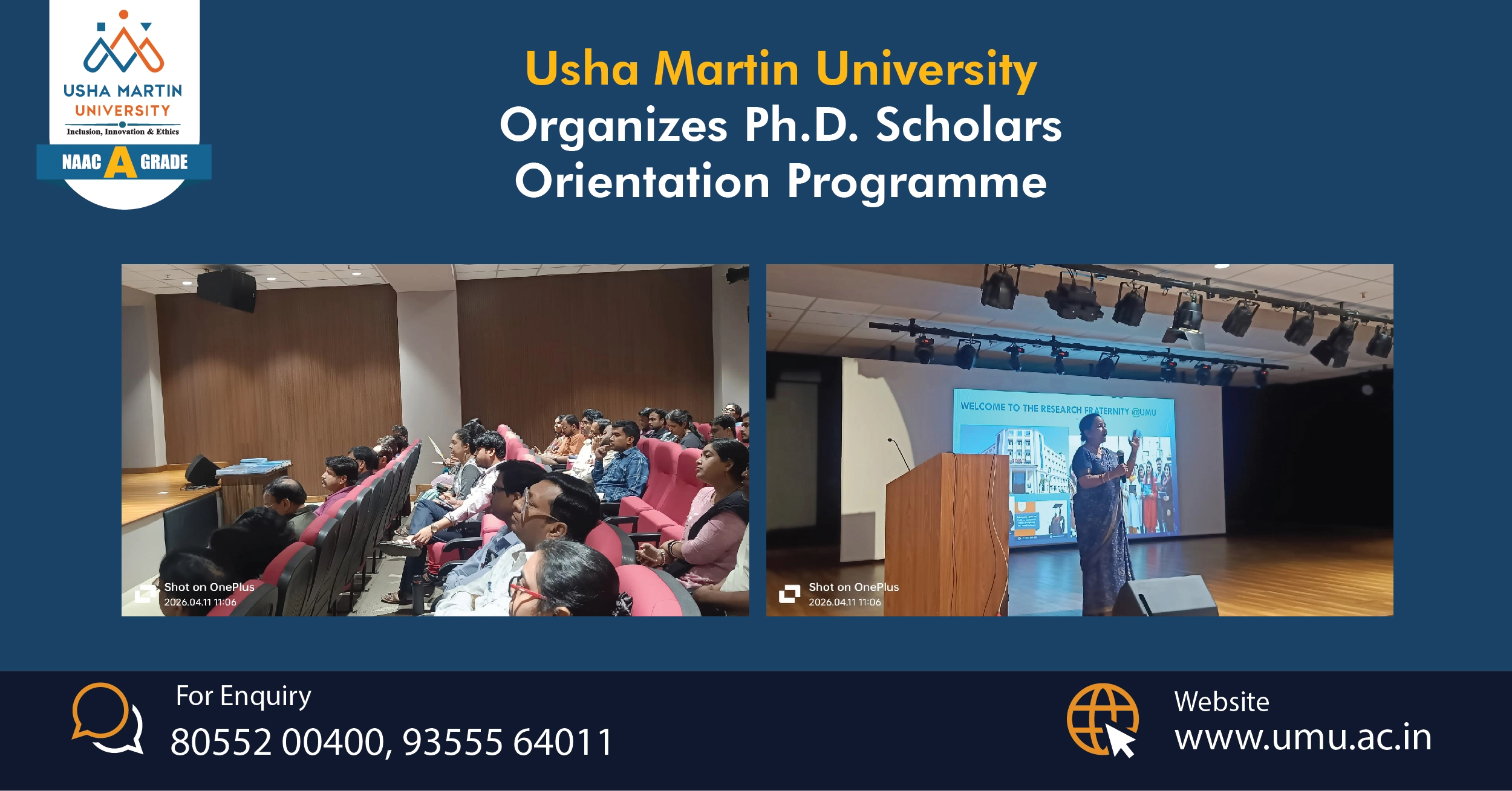 Usha Martin University Organizes Ph.D. Scholars Orientation Programme