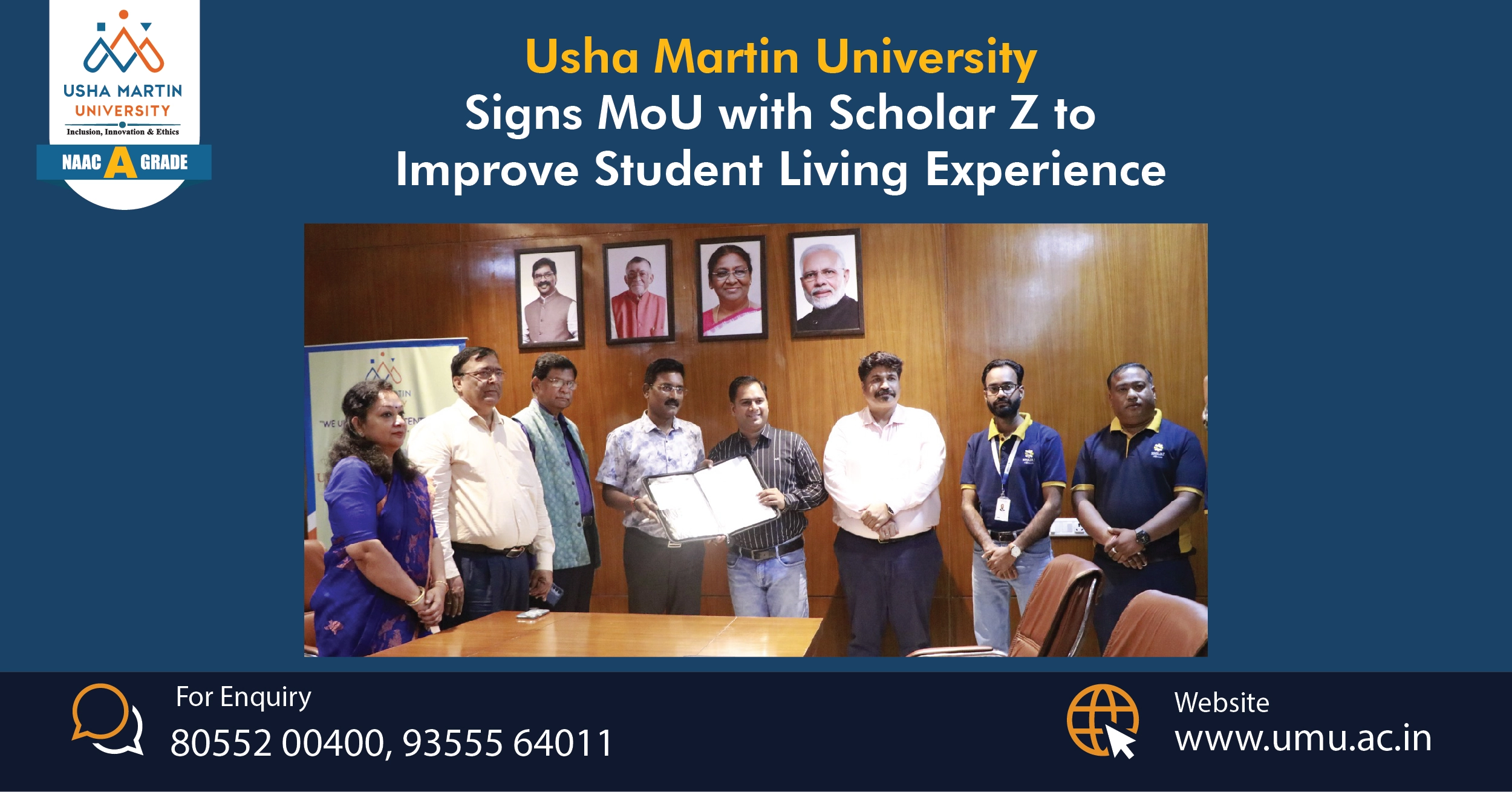 Usha Martin University Signs MoU with Scholar Z to Improve Student Living Experience