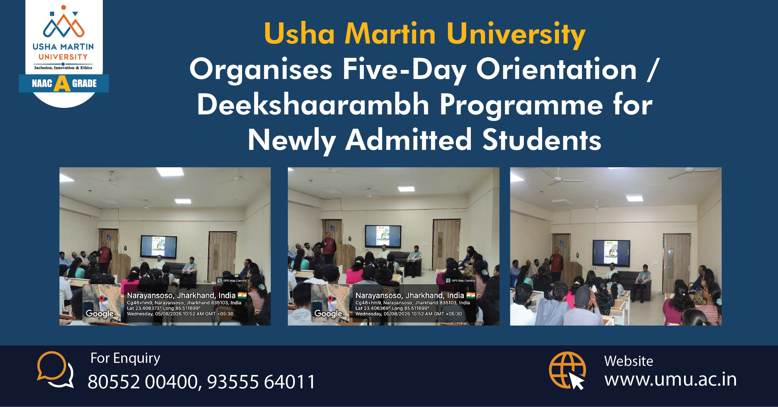 Usha Martin University Organises Deekshaarambh Programme for Newly Admitted Students