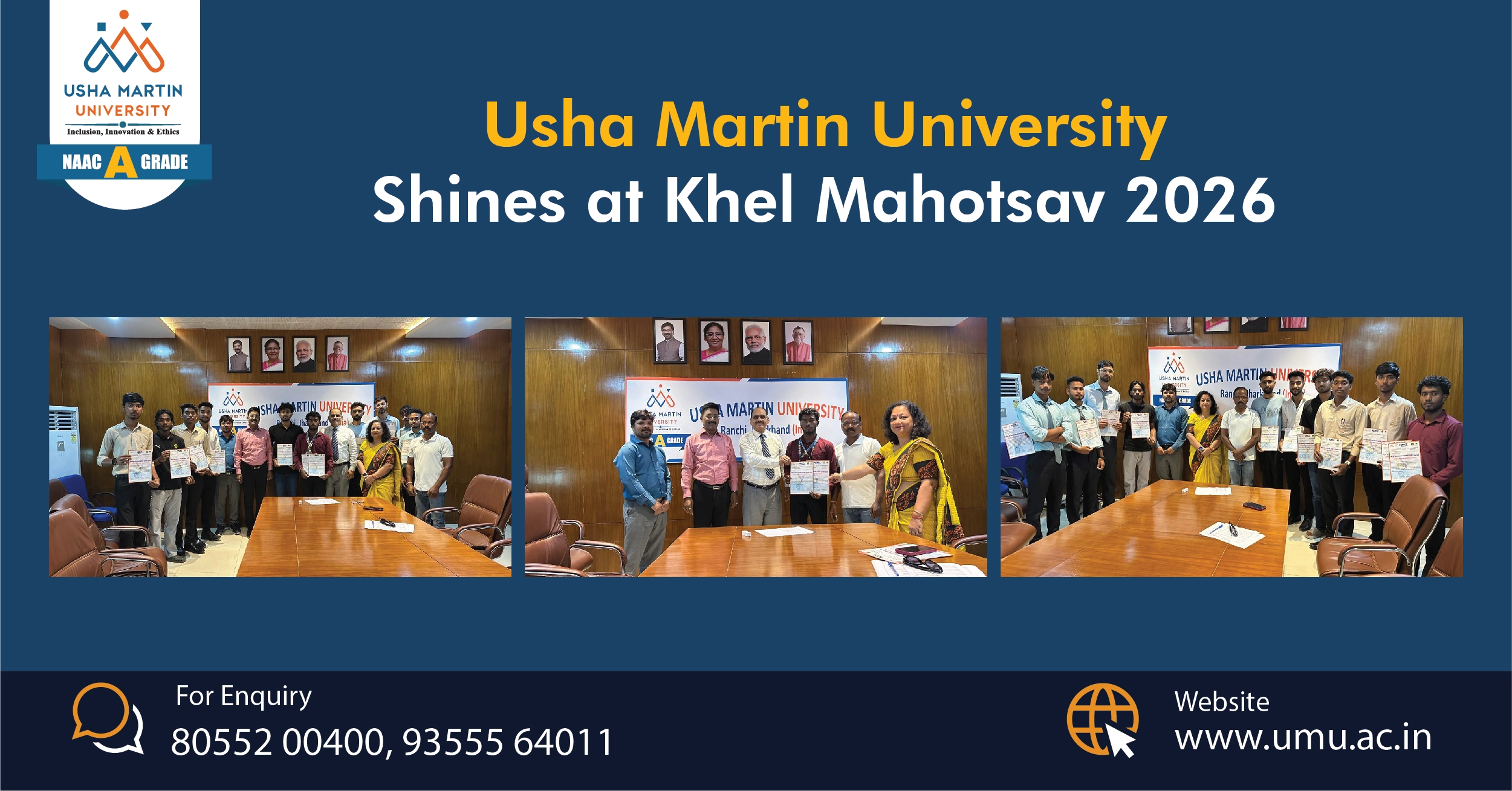 Usha Martin University Shines at Khel Mahotsav 2026